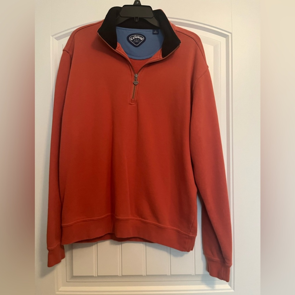 Men’s Callaway Golf Medium Fleece Pullover in Orange.